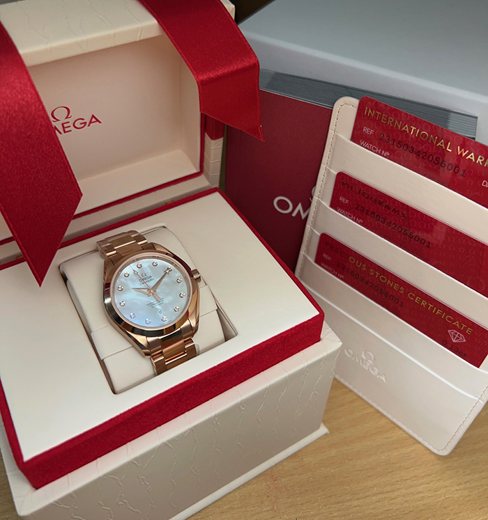 Ladies Omega Seamaster Aqua Terra 18K Rose Gold &amp; Diamond Dial Wristwatch Ref. 231.50.34.20.55.001