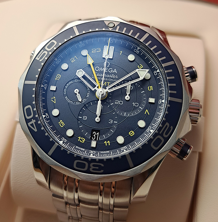 BLUE Omega Seamaster Co-Axial Diver GMT Ref. 212.30.44.52.03.001